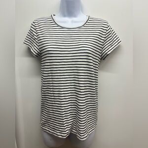 J. Crew Black and White Striped Short-Sleeve Crewneck Tee